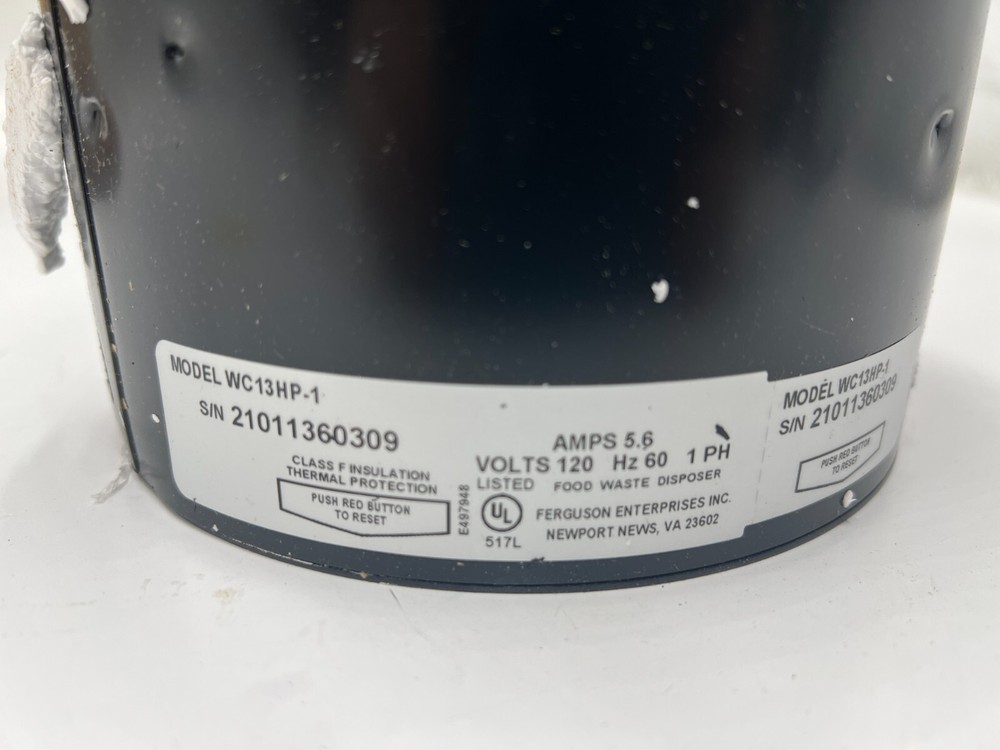 Westcraft 1/3 HP Continuous Feed Garbage Disposal WC13HP-1 21011360309