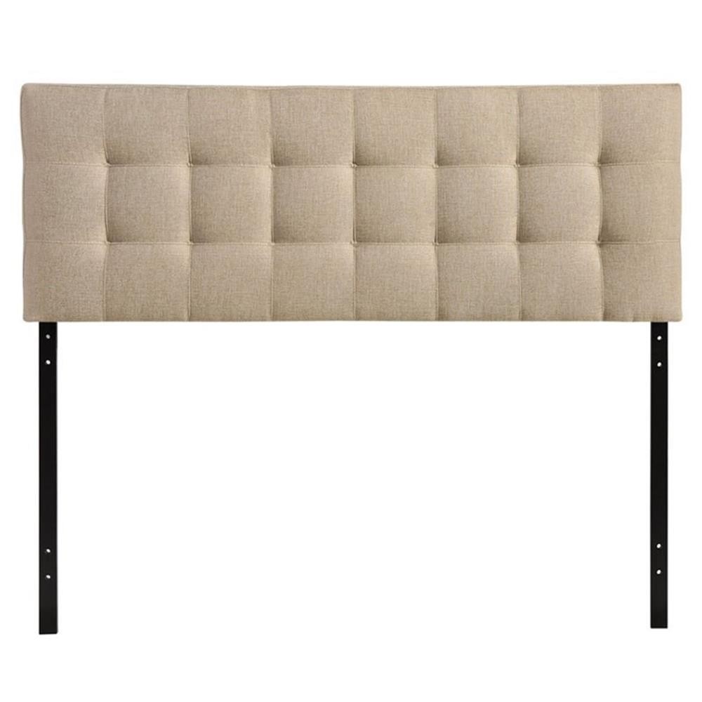 Modern Fabric Queen Tufted Panel Headboard in Beige