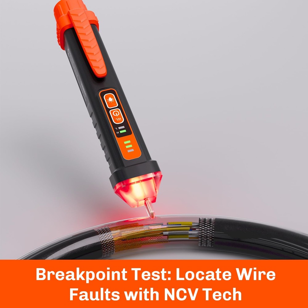 Non Contact Voltage Tester Pen AC Detector Orange for Electrical Testing