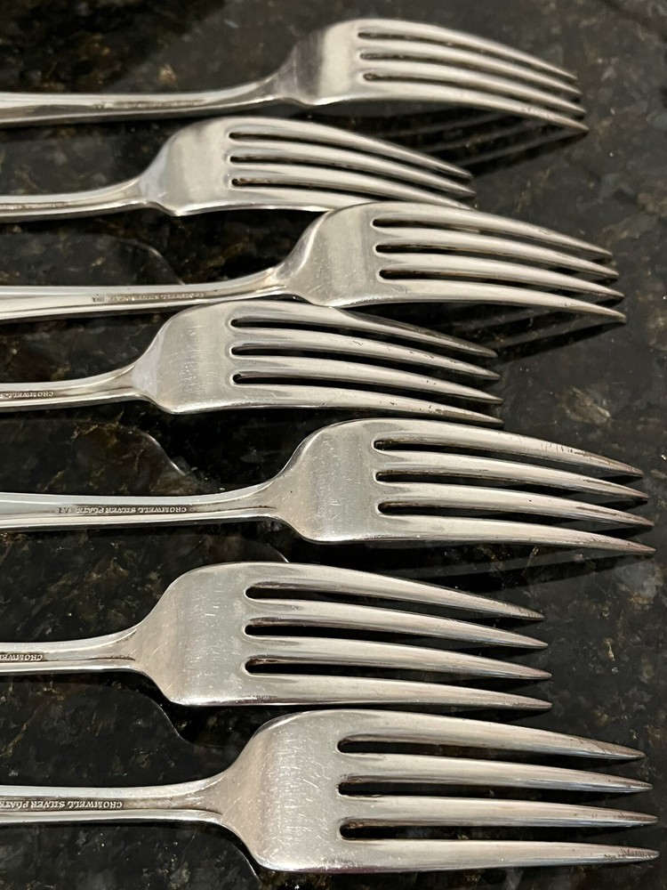 CROMWELL 7 Silverplate A1 Dinner Forks 7 5/8” No Monograms