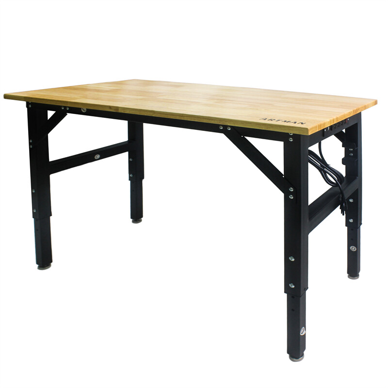 With Socket and Wooden Top Multi-Function Metal Adjustable HeavyDuty Worktable