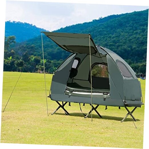 Moccha Folding Camping Tent Cot with Sleeping Bag and Air Mattress, Elevated