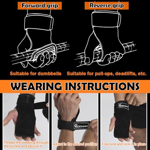 Weight Lifting Wrist Strap, Double Layer Leather Lifting Grips Adjustable