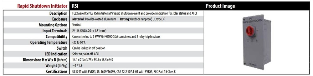 OutBack Power RSI Rapid Remote Shutdown Initiator