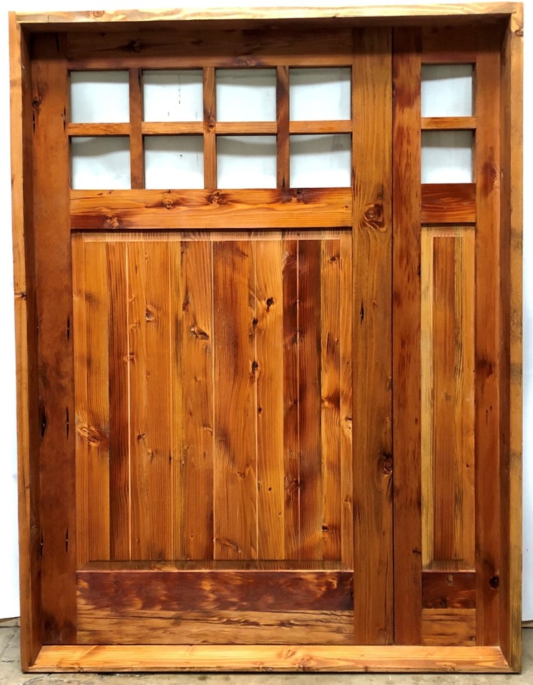 Rustic solid alder door Pre Hung one side lite 2 sets trim Glass U choose size