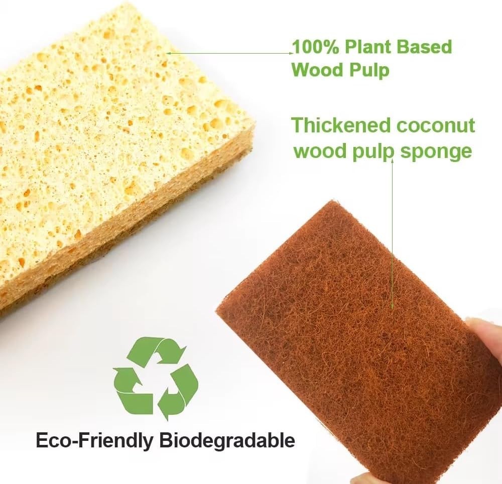 Eco Sponges Coconut & Cellulose Biodegradable Kitchen Scrubbers 12 Pack