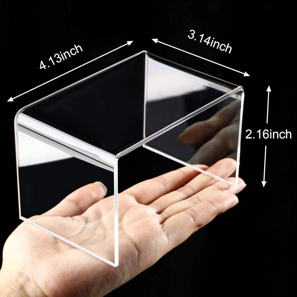 Clear Acrylic Display Risers - 2 Small Sets with 3 Sizes for Organized Showcases