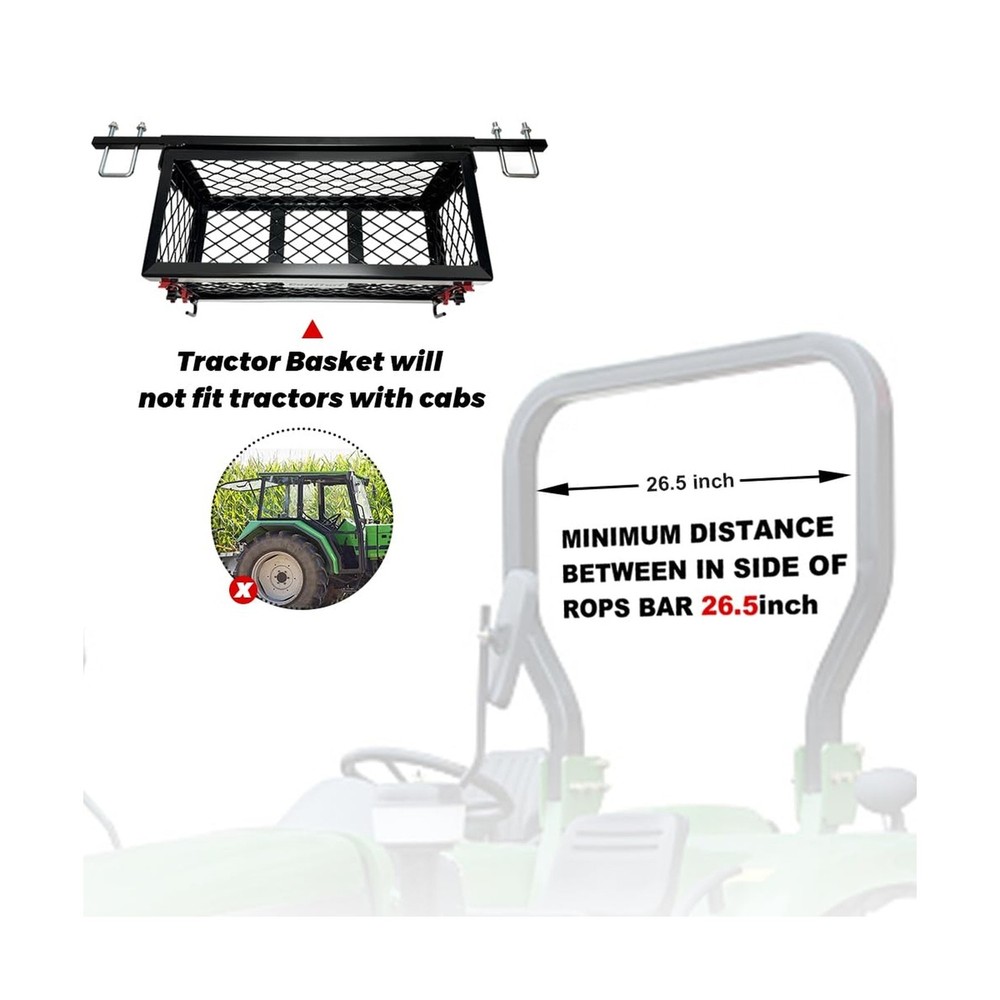 Heavy Duty Tractor Tool Box Universal-Fitting Tractor Tool Tray Accessories w...