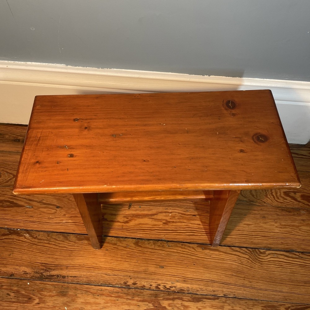 Vintage Rustic Country Cottage Old low Stool Bench
