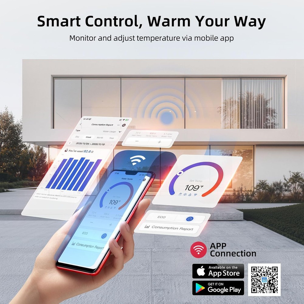 MIZUDO 199k BTU Tankless Water Heater Natural Gas Smart WiFi Max 10.3 GPM