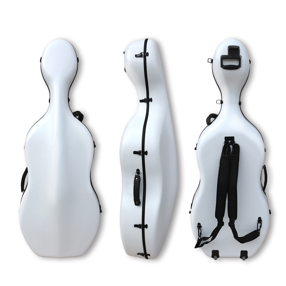 Cello Case 4/4 with Wheels and Embedded handle Hard shell Waterproof white