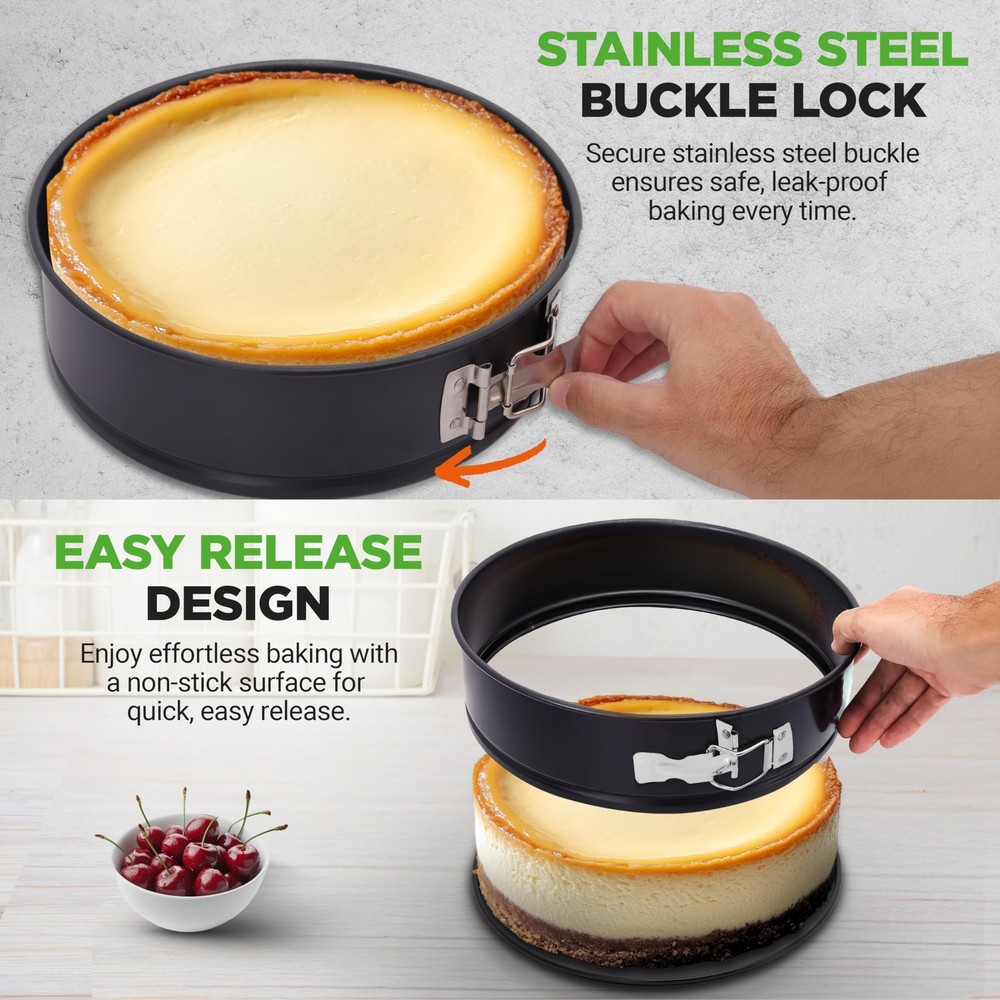 NutriChef 9" Nonstick Cheesecake Springform Cake Pan (Black)