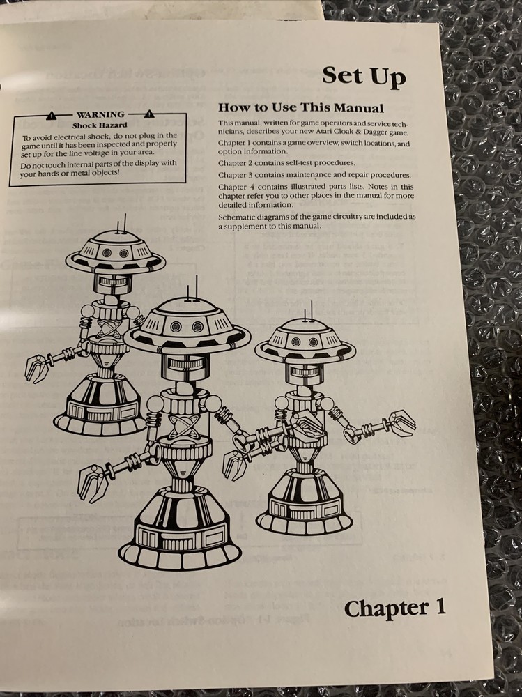 Original ARCADE GAME owners manual Cloak And Dagger Set Atari￼