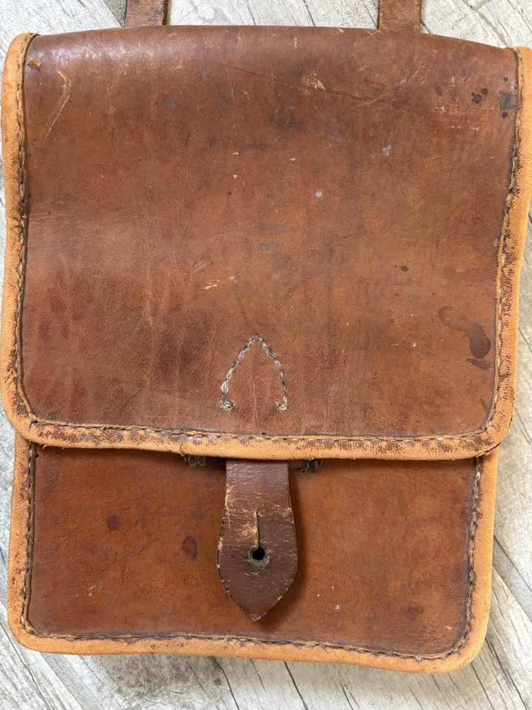 WWII Japanese Army Brown Leather Map Case with Strap