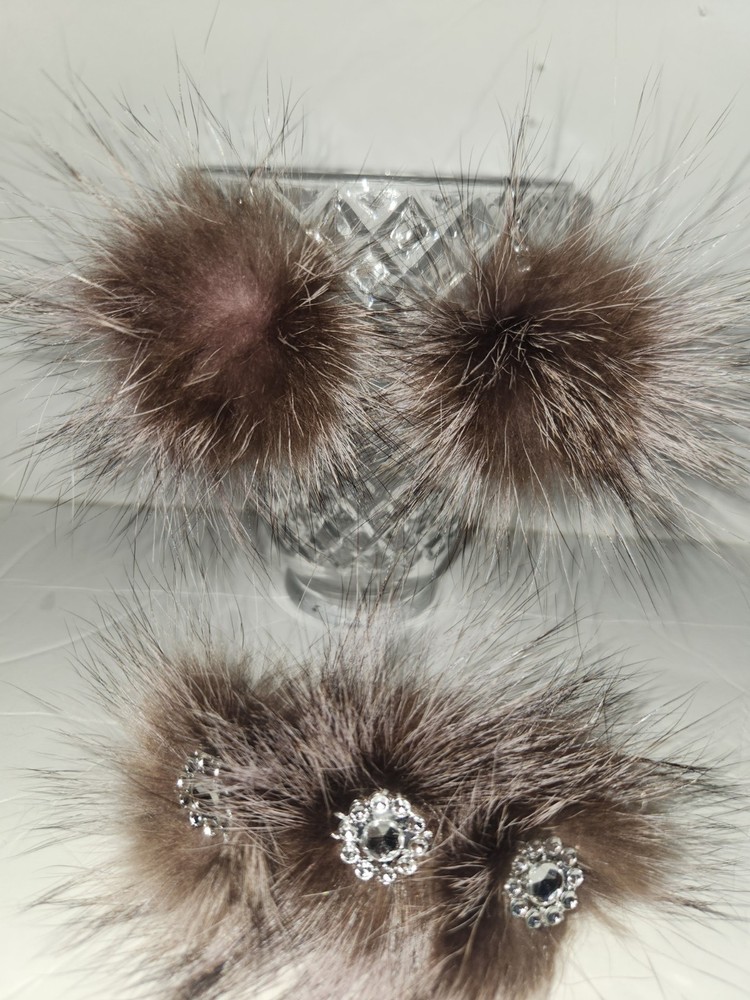 Fur Barette  & Earrings  Set