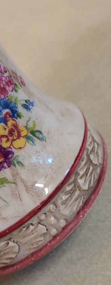 Vinatge Italitan Ceramic Bell Signed OTCO Floral 5"