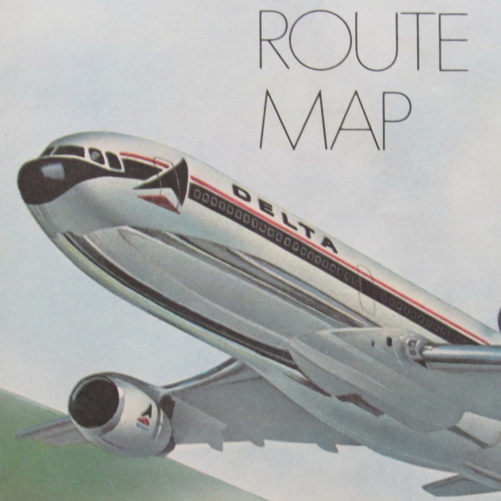 Delta Air Lines System Route Map, January 1978, Fold Out 22" x 17"