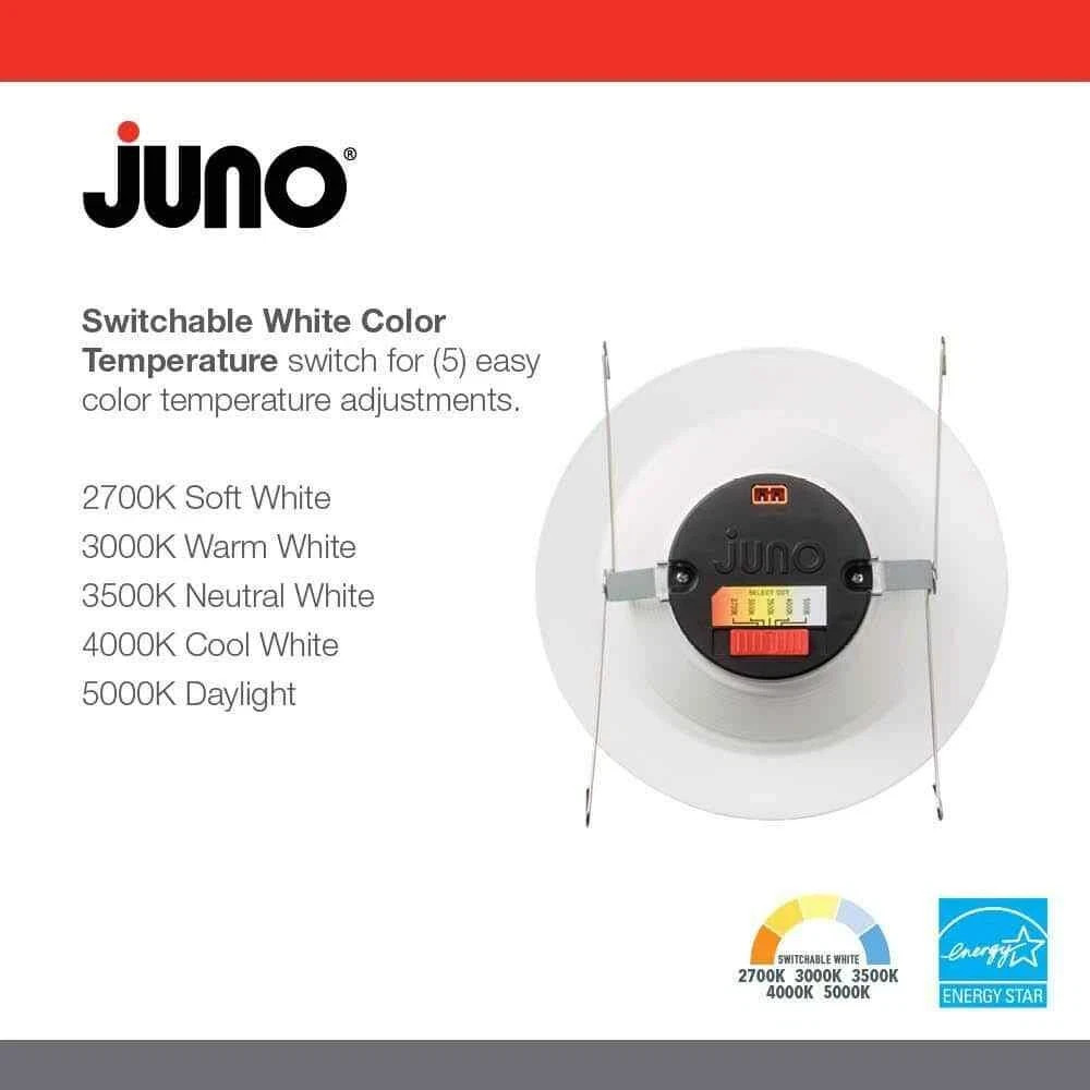 Juno Contractor Select 6 in. Selectable CCT Integrated LED White Trim(6-Pack)