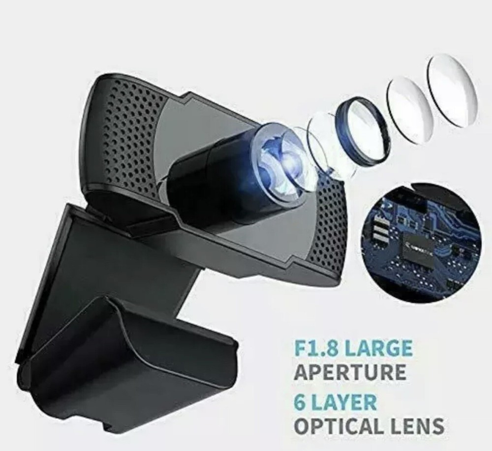 Erasky 1080P Streaming Webcam with Microphone Desktop Computer Tablet HD Web Cam