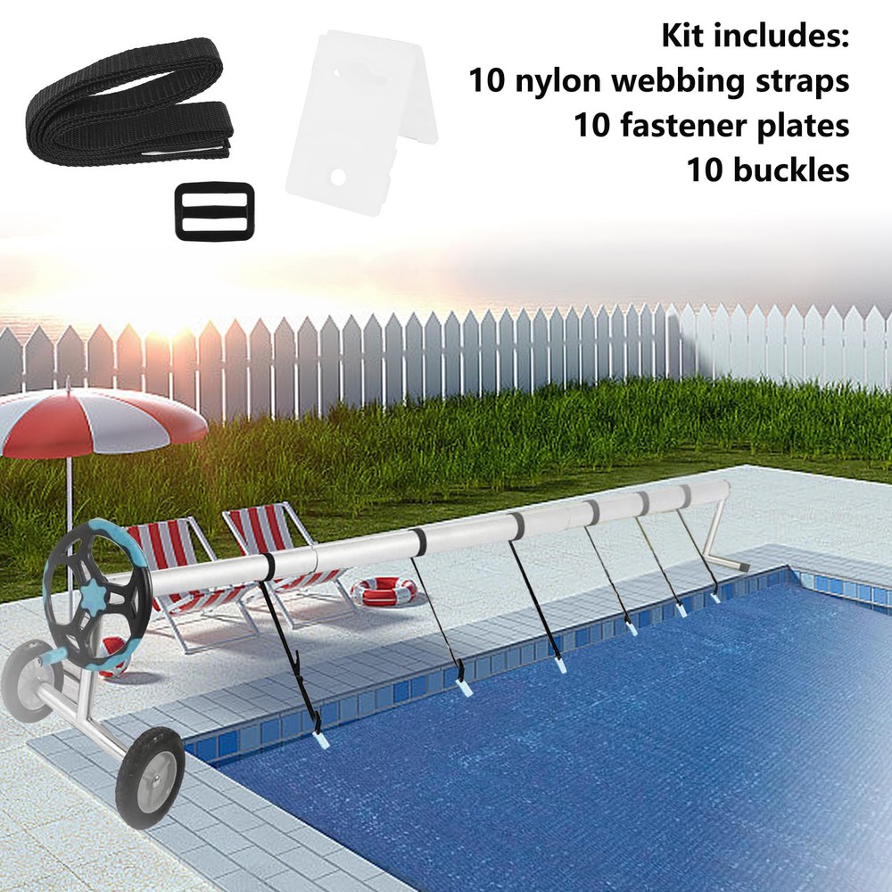 18Pcs Pool Solar Cover Reel Attachment Kit, Width: 10ft to 24ft, 18 Pcs