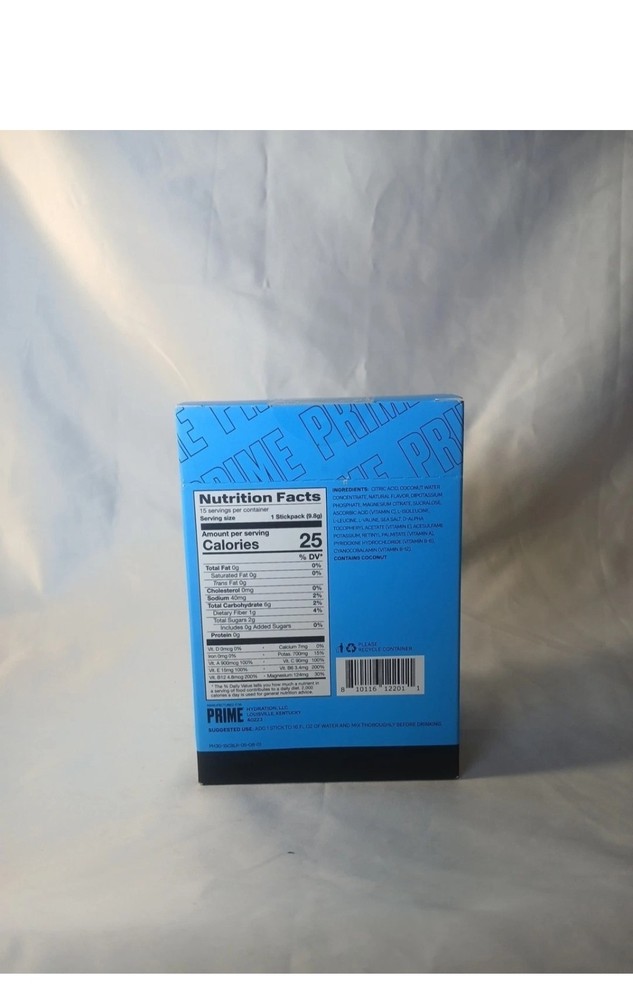 PRIME Hydration+ BLUE RASPBERRY Electrolyte Drink Mix 15 packets total