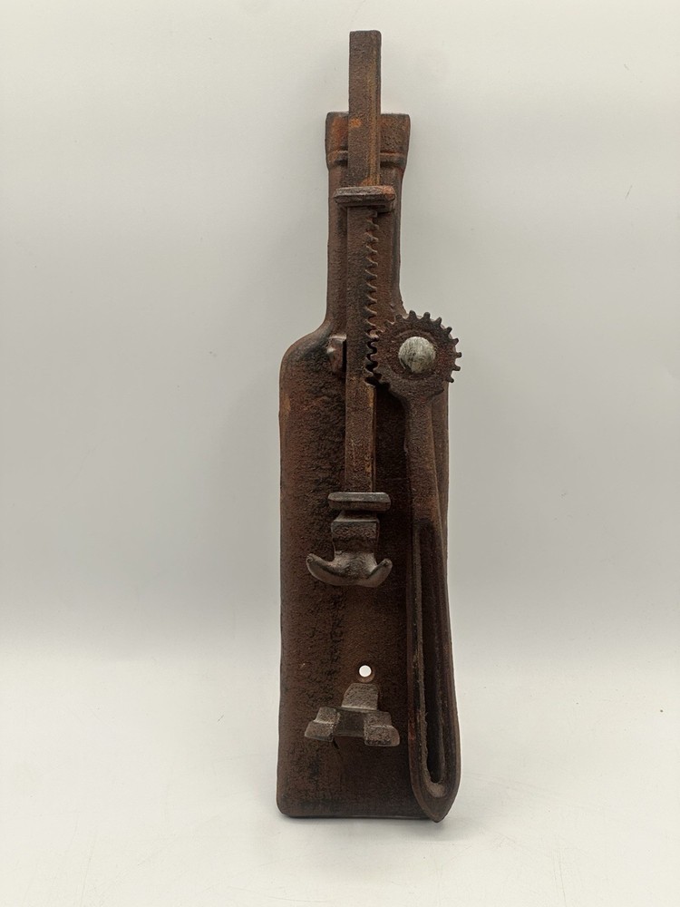 Vintage French Style Remake Cast Iron Cork Puller Wall Mount Rustic Brown