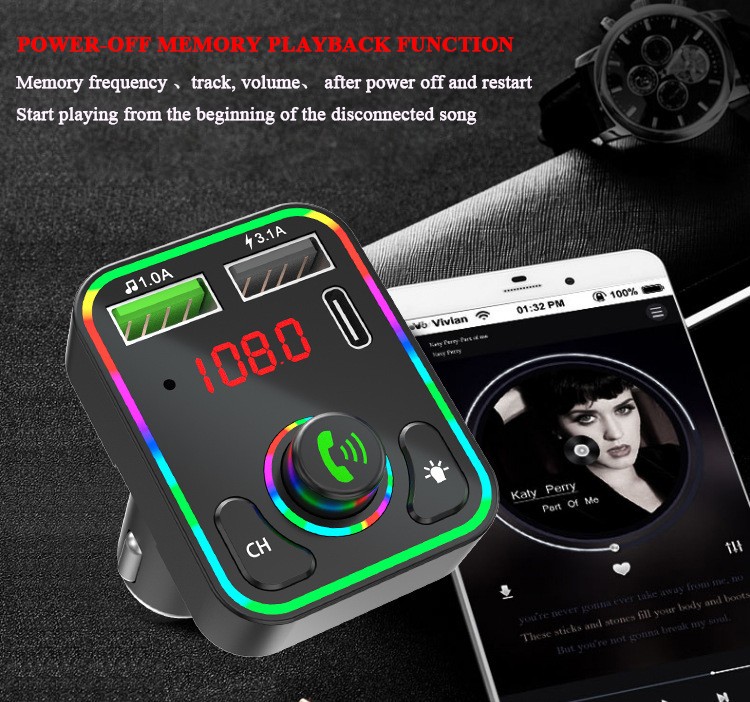 Wireless Car FM Transmitter Mini LED Screen MP3 Bluetooth 5.0 Fast PD Adapter