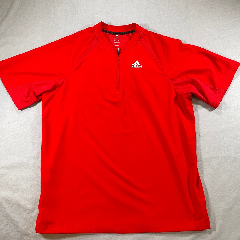 Adidas Golf Windbreaker Vented 1/4 Zip Pullover Mens S Red Adjustable