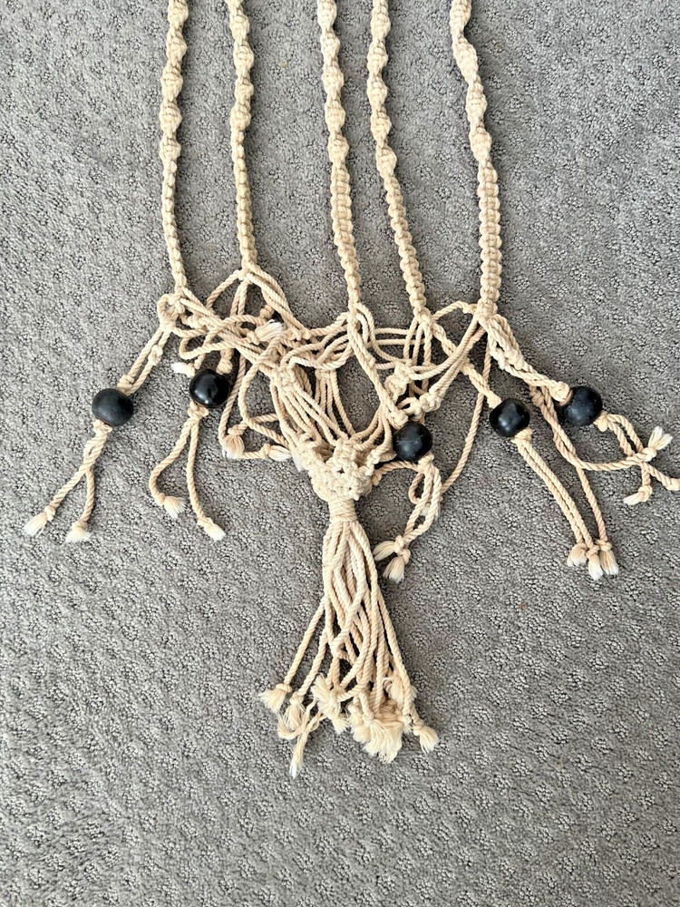 Vintage Large 5ft Long MACRAME Rope DOUBLE Pot Plant Hanger Boho