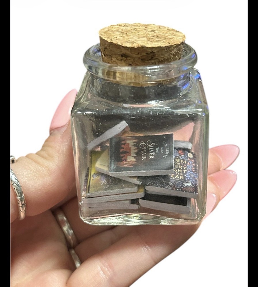 Handmade Mini Book Jar W Realistic Covers And Barcodes Decor Mini Library