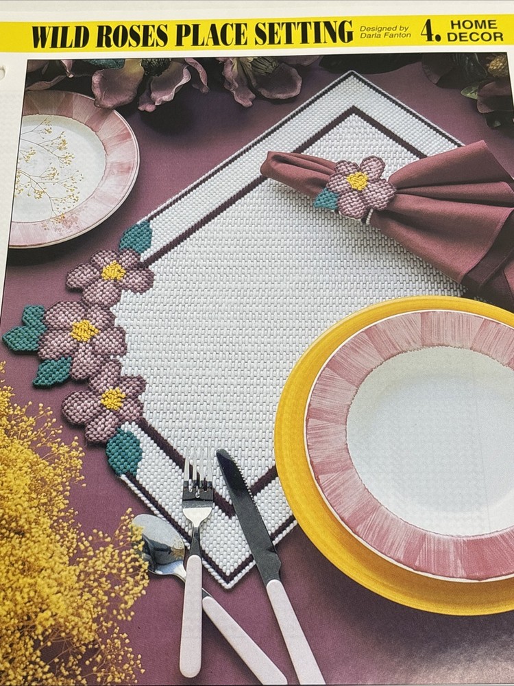 Wild Roses Place Setting Mat Annie's Attic Plastic Canvas Pattern Page