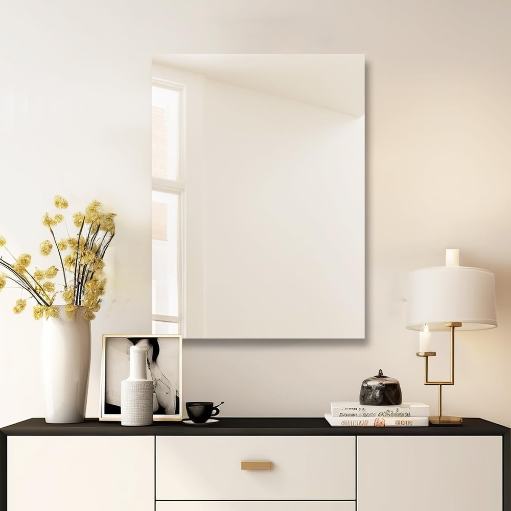 Bathroom Vanity Mirror 24" x 32", Frameless Mirror with Polished Edge, Hangs ...