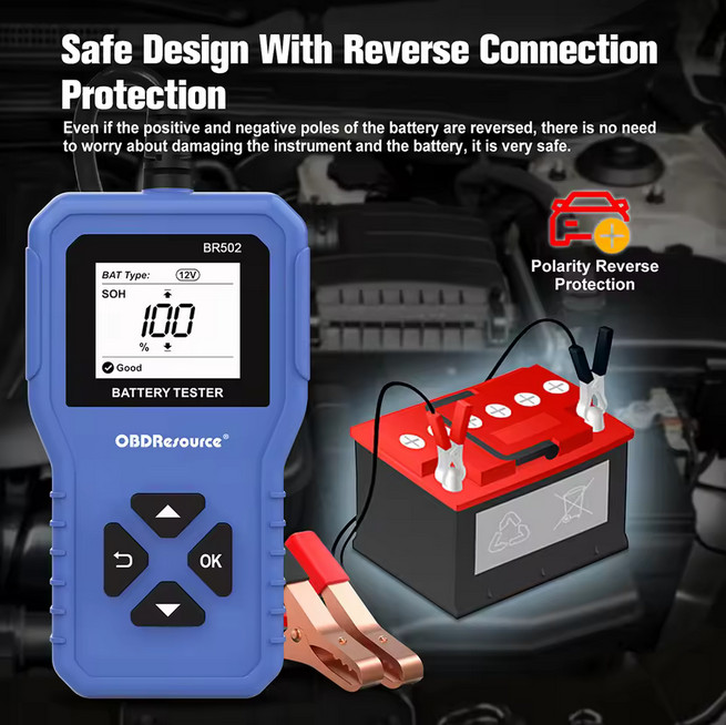 OBDResource Car Battery Tester 6V 12V 24V BR502 System Analyzer 100-2000CCA