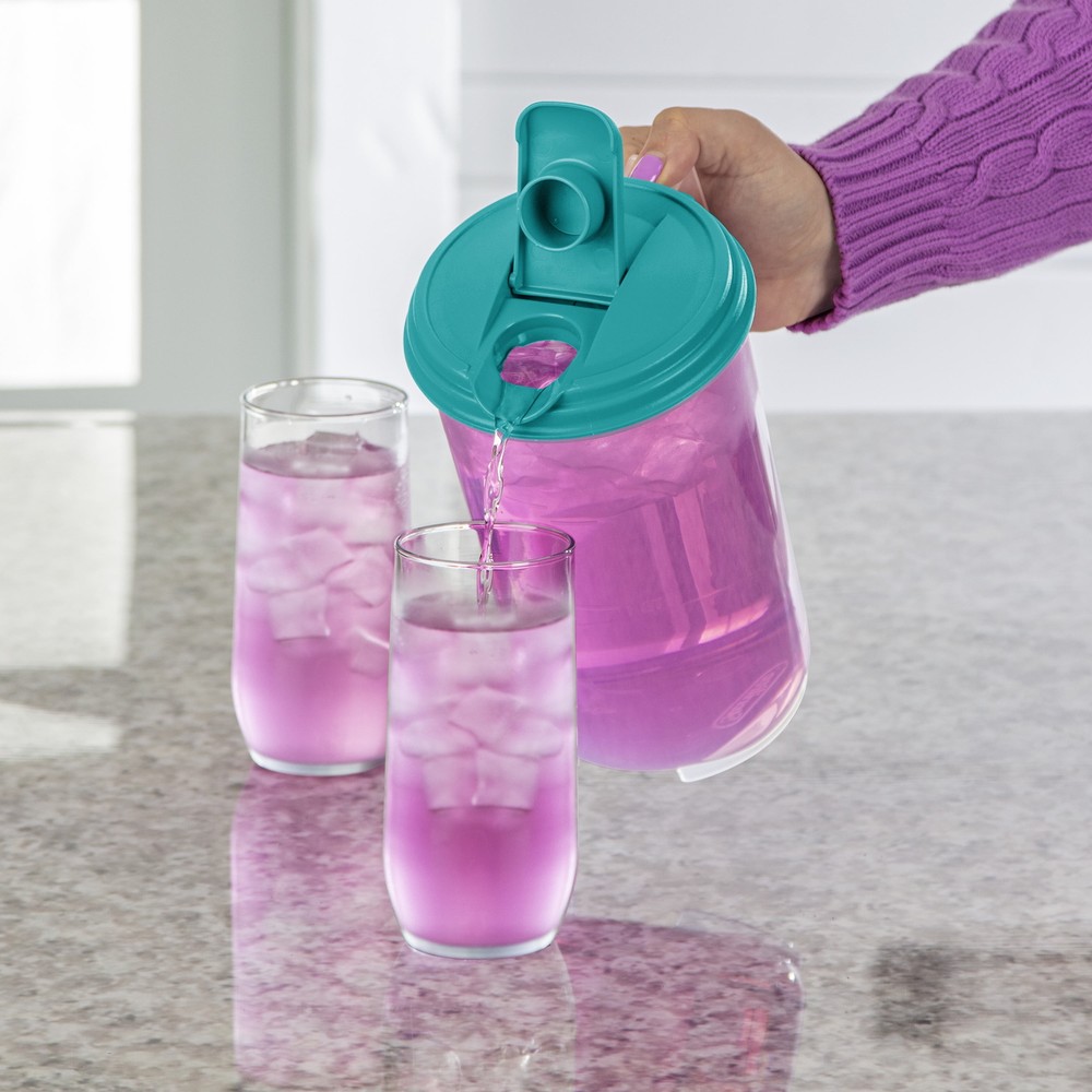 2 Qt. round Pitcher Plastic, Blue Atoll