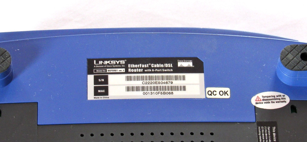 Linksys BEFSR81 8-Port Switch EtherFast Cable/DSL Router
