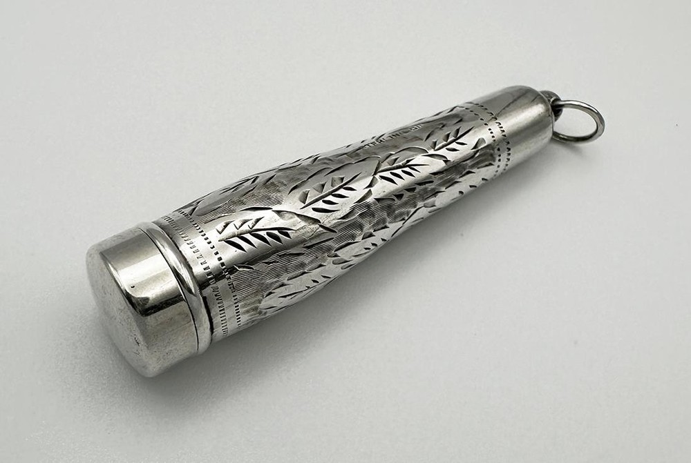 ANTIQUE CHEROOT HOLDER & CASE STERLING SILVER c1920