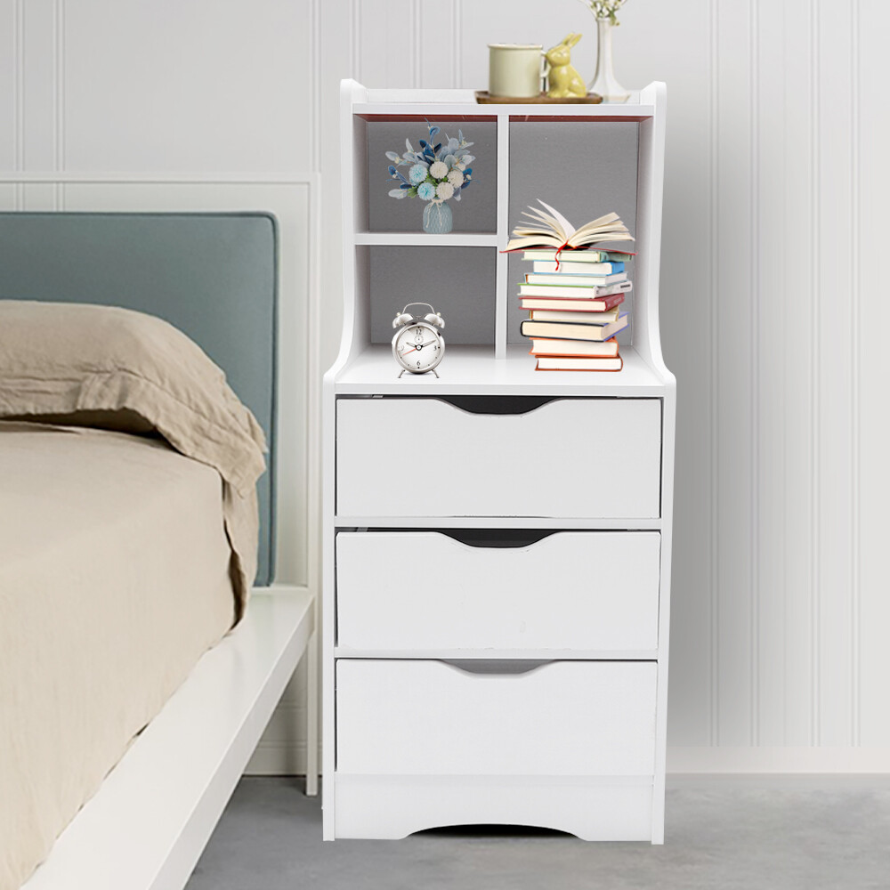 3 Drawers End Side Bedside Table Nightstand Organizer Storage Table Bedroom
