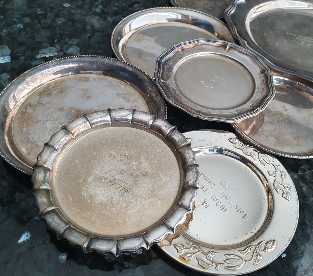NOT SOLID SILVER ❗ Alpaka / Nickel Silver Tray Lot - READ DESCRIPTION !!!