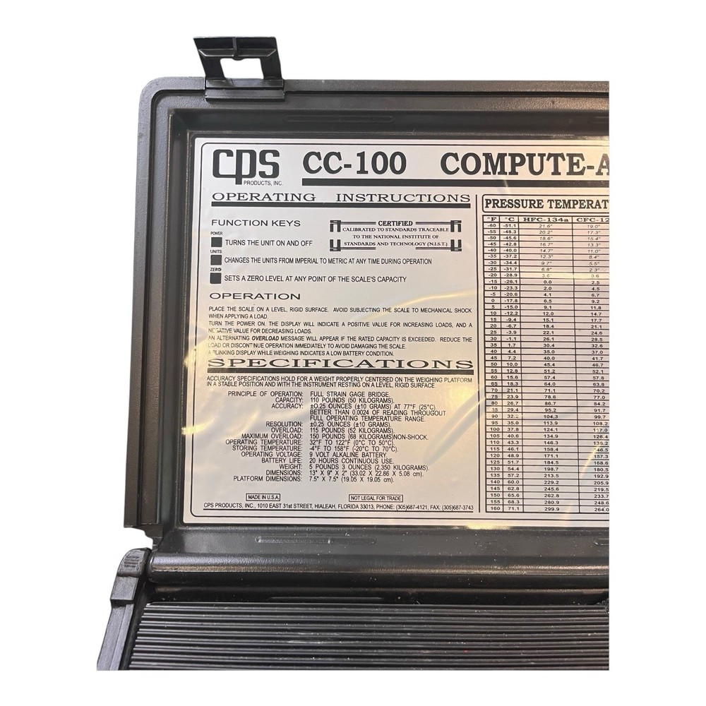 CPS COMPUTE-A-CHARGE Model CC100 Freon Scale Tool