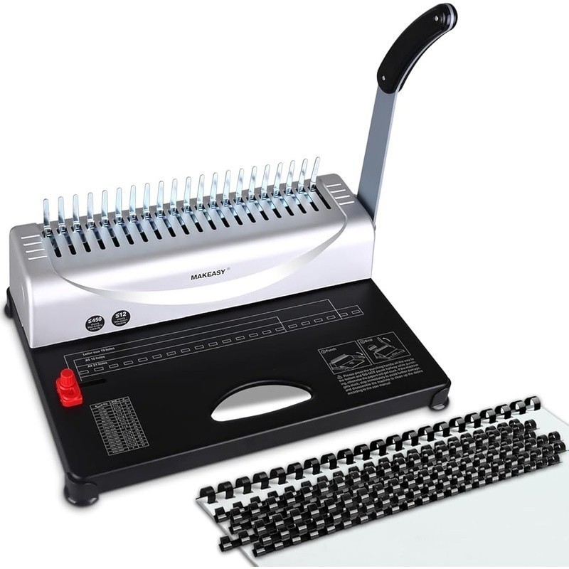 Binding Machine W/ PVC Comb Spines Manual Punch Adjustable Guide A4 A5 Letter US