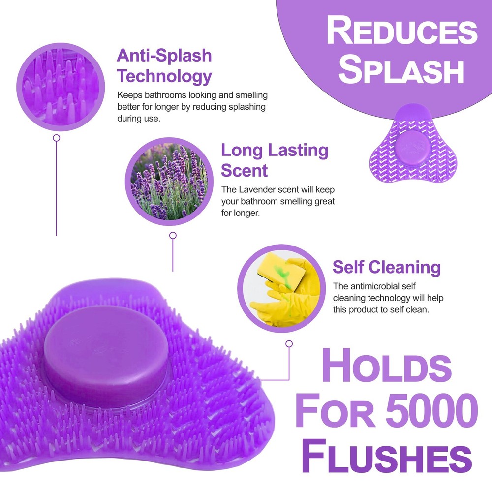 Premium Urinal Screen Deodorizer with Urinal Cakes Purple Lavender Scent -3 Pack