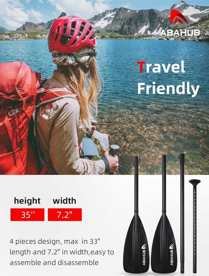 Abahub Paddle - 3 Piece Adjustable Paddles - Lightweight Stand-Up Paddle Adjusta