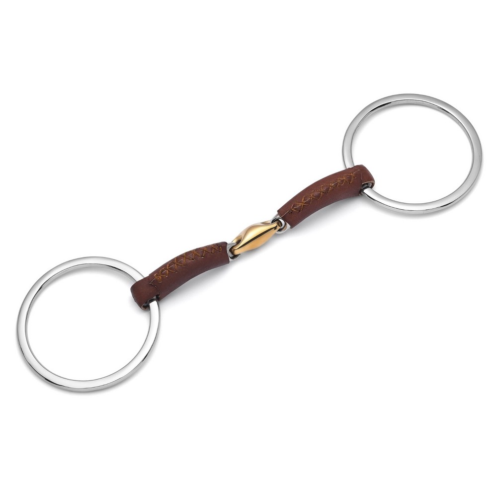 Cavalon Loose Ring Lozenge Leather Covered Snaffle Bit
