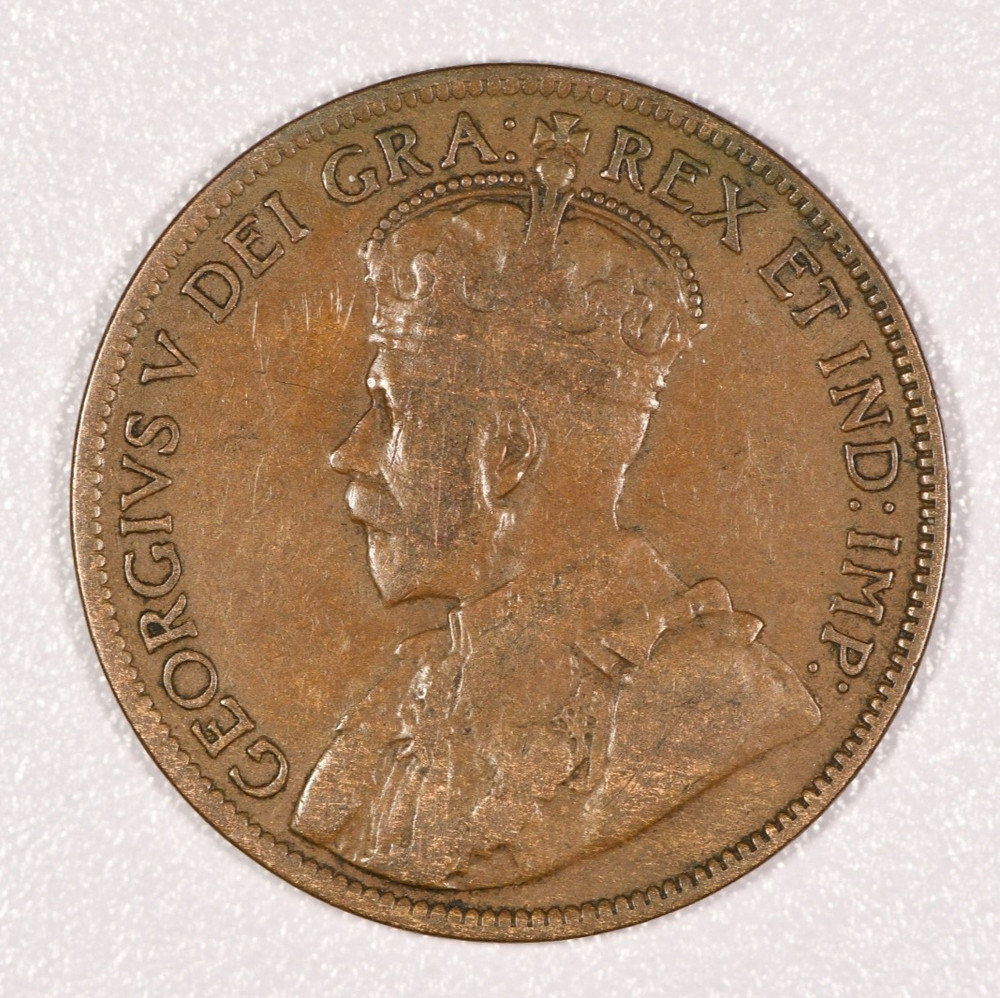 1917 "George V" Copper One-Cent Coin, #1, Very Fine