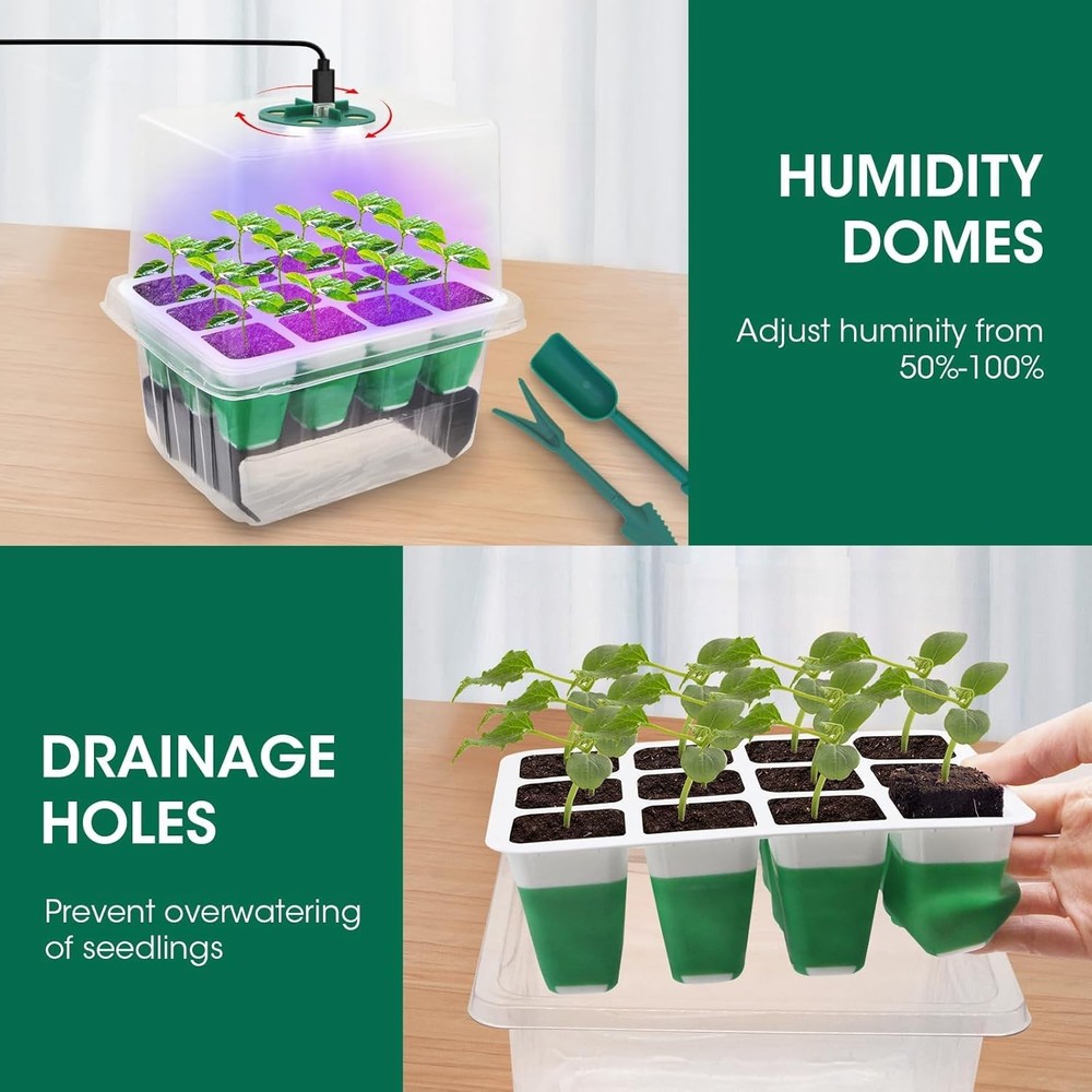 MYMULIKE Seed Starter Tray, 5PCS Seed Starter Kit with Humidity Dome, Seedling