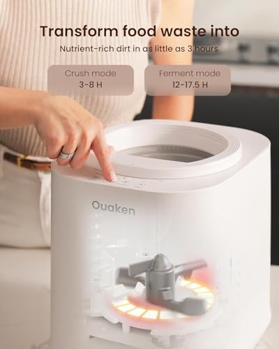 4L Electric Composter for Kitchen, Smart Countertop Compost Bin, Odorless White