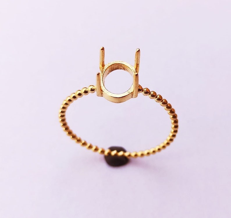 Solid 925 Sterling Silver Gold Plated Oval 8x10mm Prong Bezel Ring Blank