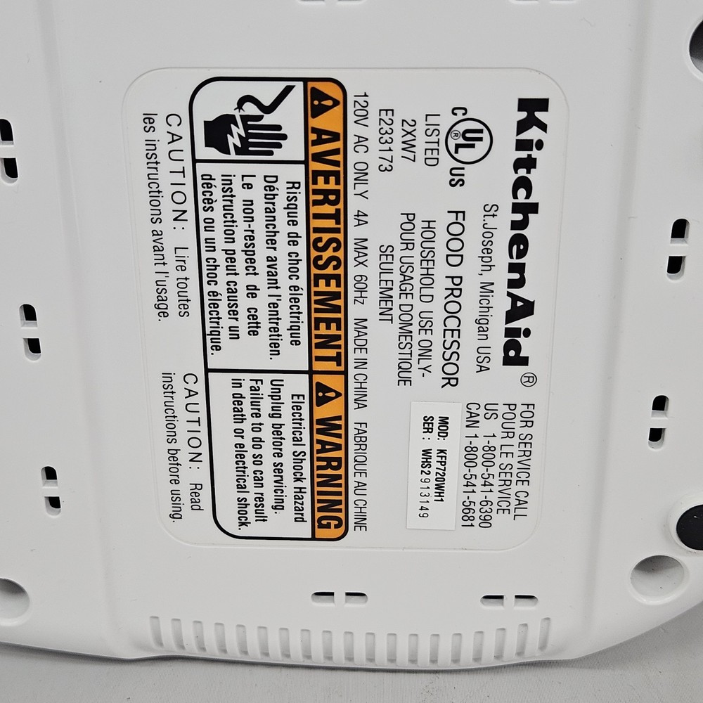 KitchenAid KFP720 Food Processor Main Motor Base ONLY Replacement Part White