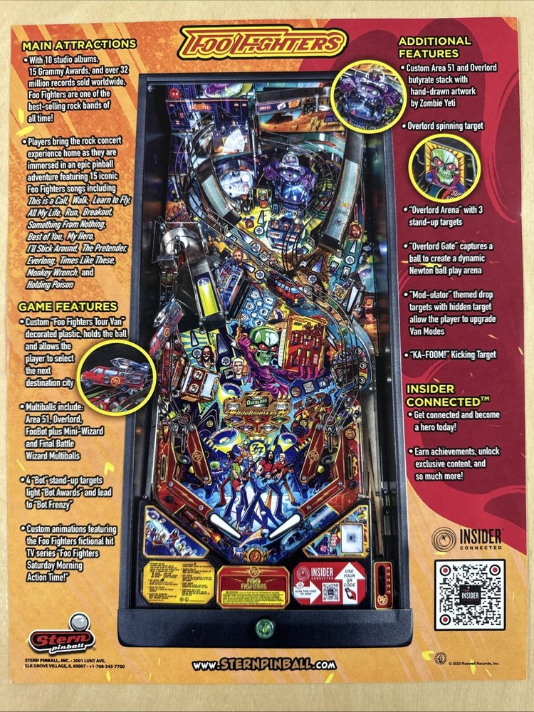 Stern Foo Fighters Pro Pinball Flyer