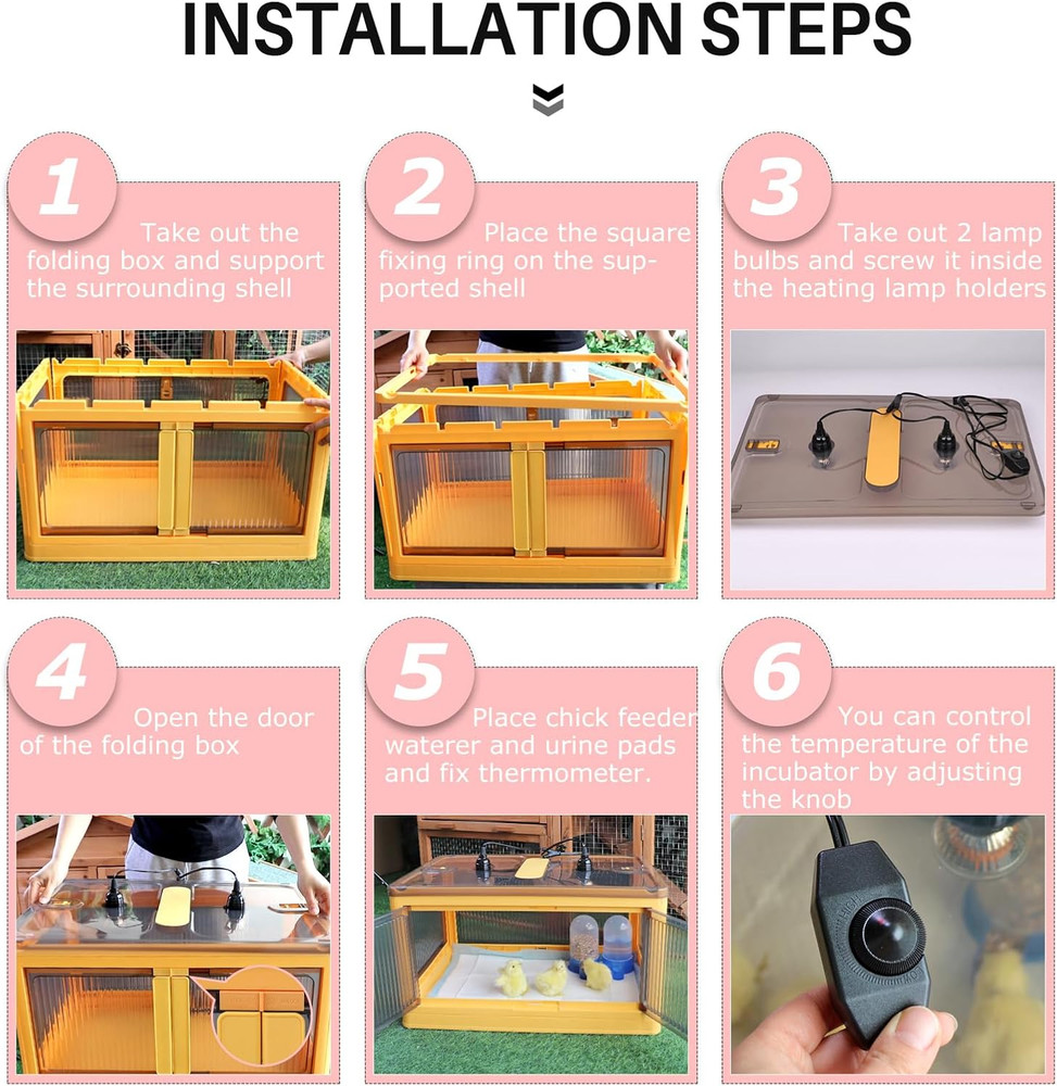 Chick Brooder Box for Chicks, Quail Brooder Box Kit with Heater Feeder and Wa...